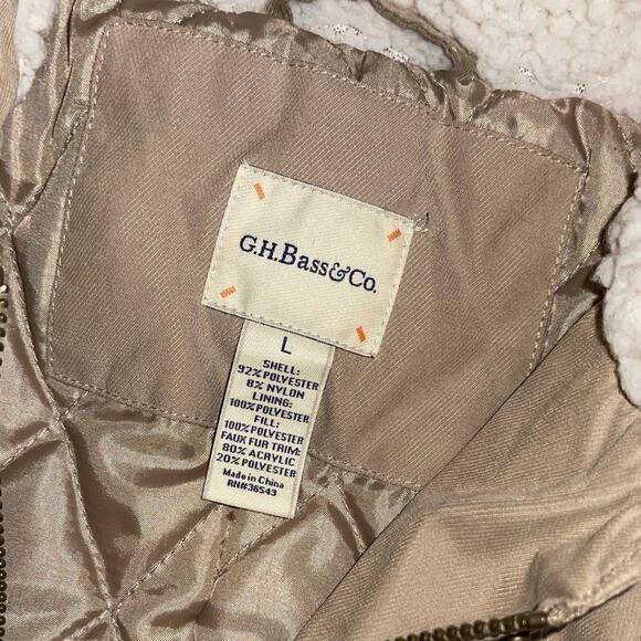 G.H. Bass Jacket Khaki Hooded Zip up Drawstring Jacket Large Gorpcore Winter - Picture 4 of 4